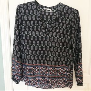 Lush paisley long sleeve career blouse